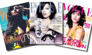 Covers of the August Editions of W, Elle and British Vogue