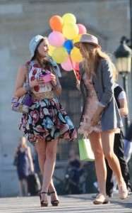 Leighton Meester and Blake Lively in Paris