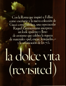 La Dolce Vita Revisited Raquel Zimmermann Vogue Spain