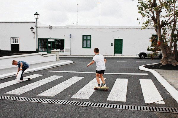 skateboard crossing